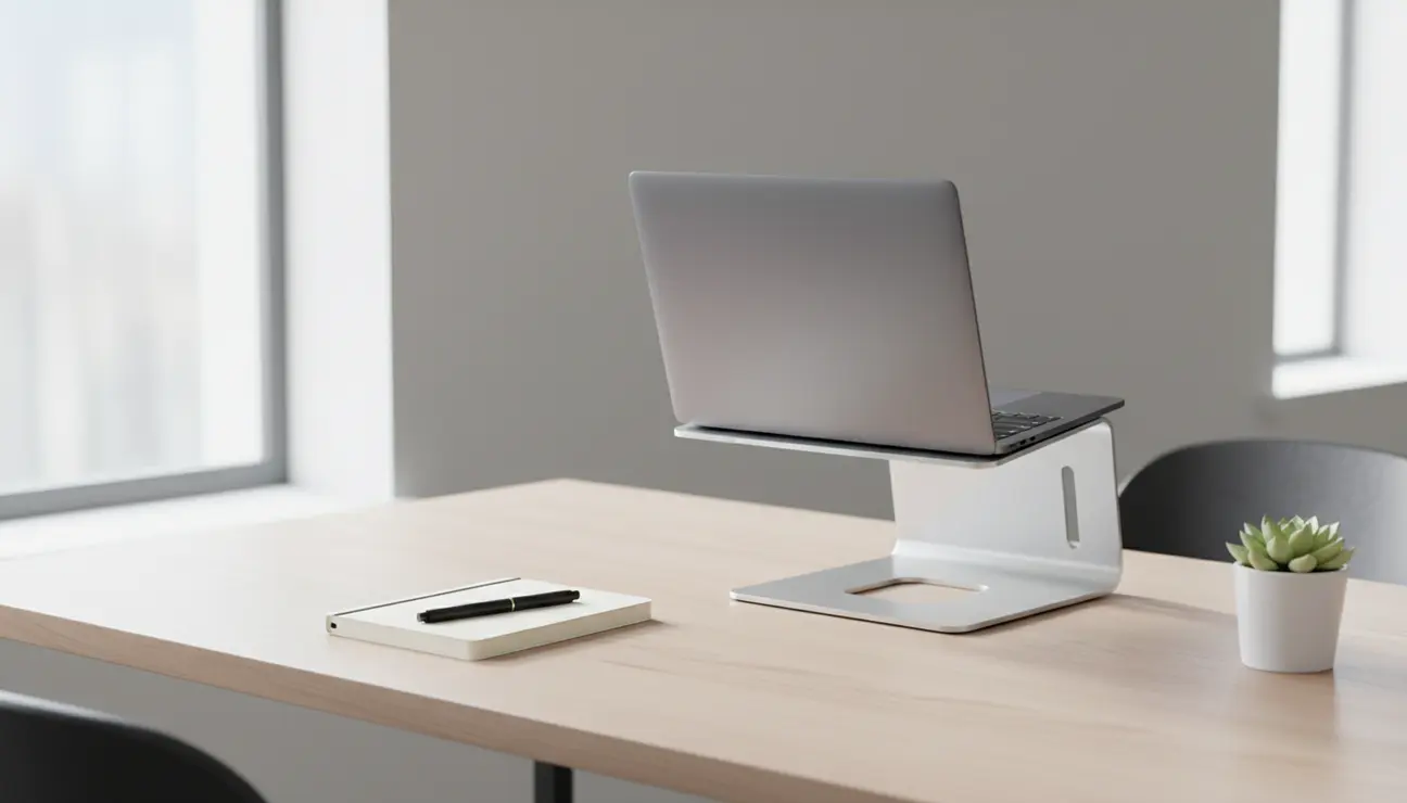 Ergonomic workspace setup for tech neck relief.