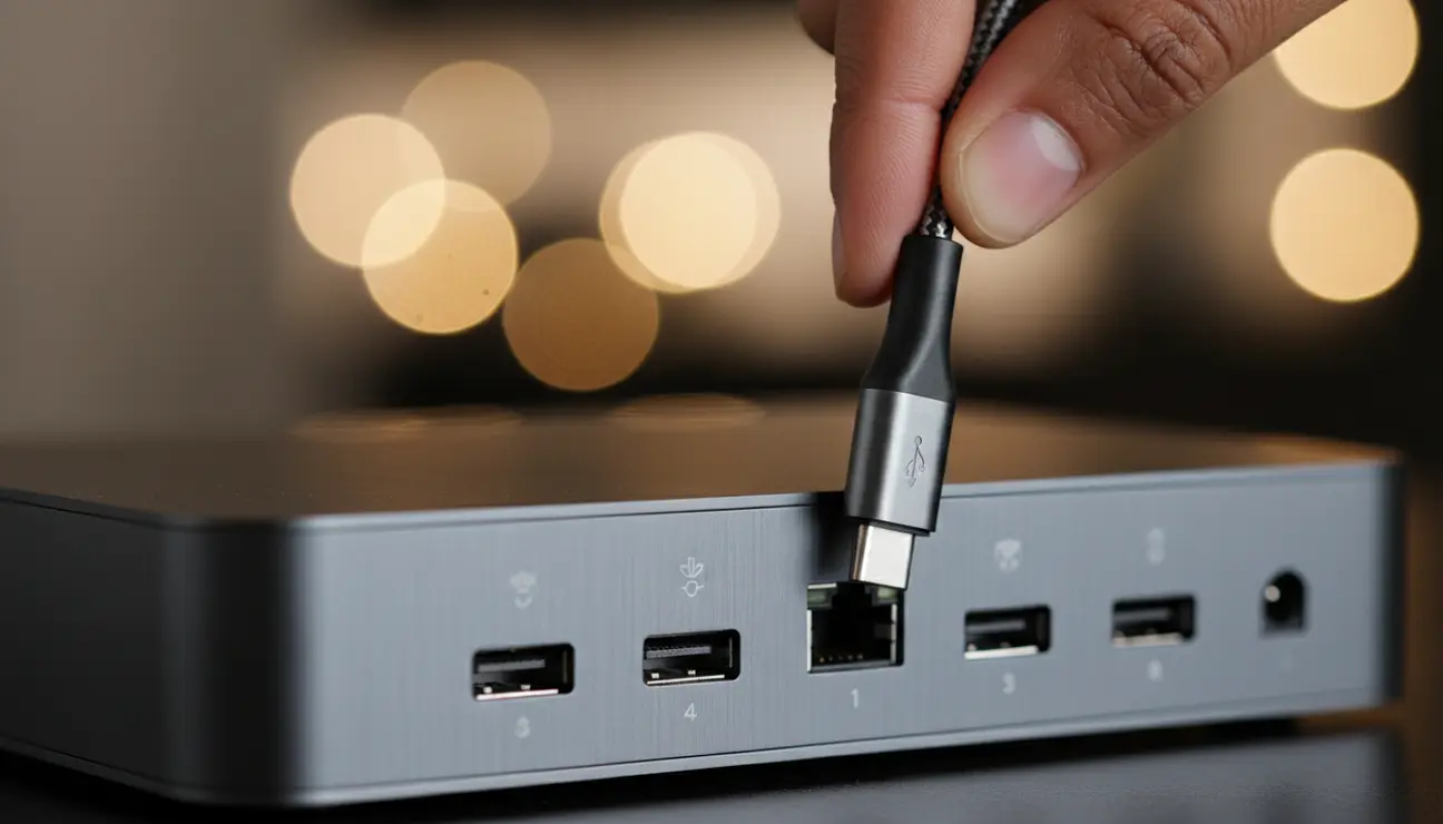 Macro view of Zentic Pro Thunderbolt 4 Dock ports.