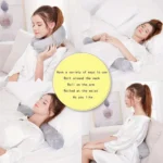 Flexible memory foam travel pillow for neck and lumbar support.