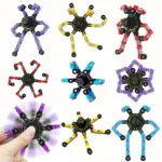 Transformable modular fidget spinner toy in various vibrant colors