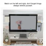 Clear monitor side organizer holding notes and smartphone