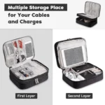 Travel electronics organizer bag with customizable dividers and water-resistant exterior