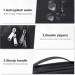 Travel electronics organizer bag with customizable dividers and water-resistant exterior