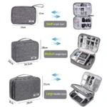 Travel electronics organizer bag with customizable dividers and water-resistant exterior
