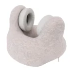U-shaped travel neck pillow with integrated headphones and adjustable strap.
