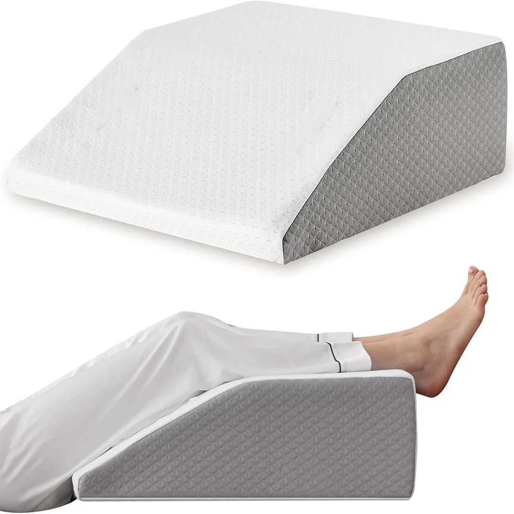 two-part-leg-elevation-wedge-pillow-1 Two-part leg elevation wedge pillow for swelling and circulation.