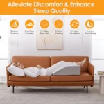Two-part leg elevation wedge pillow for swelling and circulation.