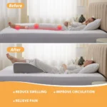 Two-part leg elevation wedge pillow for swelling and circulation.