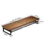 Two-tier monitor riser with wood top and mesh storage shelf