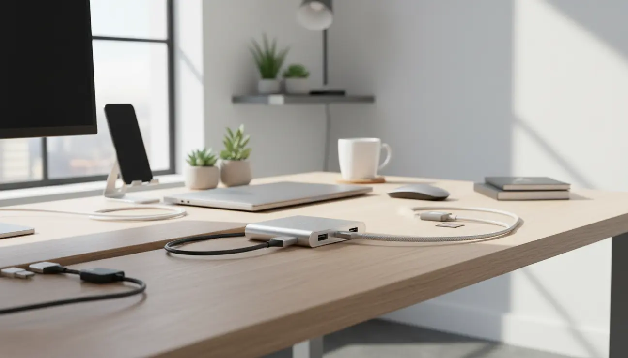 Multiport USB-C Hub Connected to Laptop