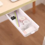 Under-desk slide-out drawer organizer for office supplies