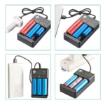 4-slot universal USB Li-ion battery charger with batteries