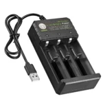 4-slot universal USB Li-ion battery charger with batteries