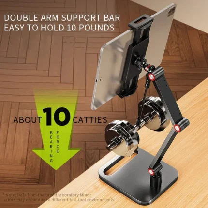 Adjustable desktop stand for tablet and phone with articulated arm