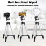 Universal camera phone tripod stand with remote control for vlogging