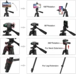 Universal camera phone tripod stand with remote control for vlogging