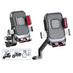Universal motorcycle bike phone mount with shockproof 6-claw grip