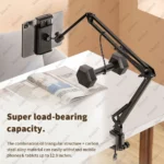 Articulating arm tablet phone mount for desk and bed