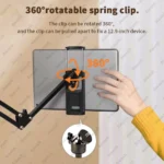 Articulating arm tablet phone mount for desk and bed