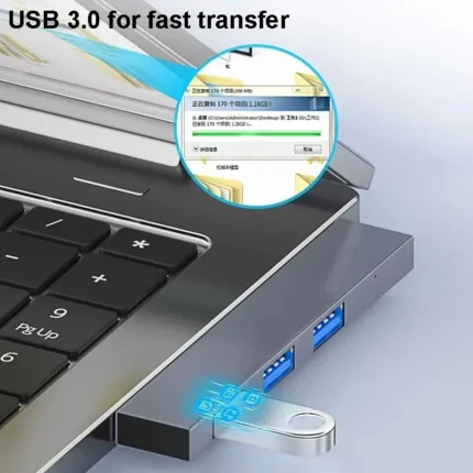 4-in-1 USB 3.0 hub for laptops, USB-C and USB-A