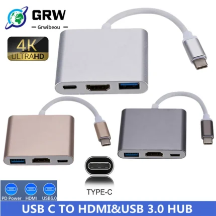 USB C Multiport Adapter with 4K HDMI, USB 3.0, PD