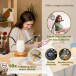 LED magnifying desk lamp with clamp and flexible gooseneck