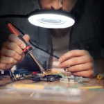LED magnifying desk lamp with clamp and flexible gooseneck