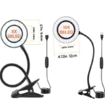 LED magnifying desk lamp with clamp and flexible gooseneck