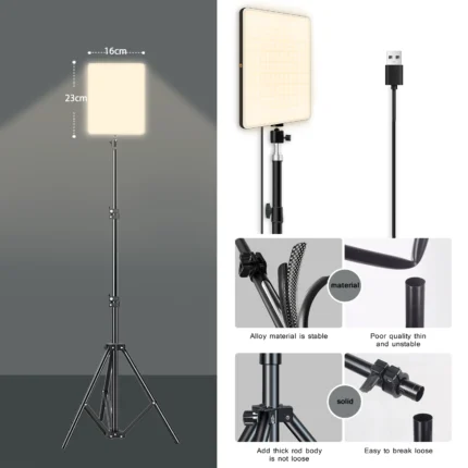 USB LED studio fill light panel with bi-color and dimmable features