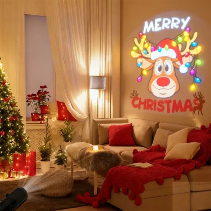 USB projector light with interchangeable slides for holiday and star projections
