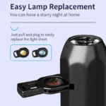 USB projector light with interchangeable slides for holiday and star projections
