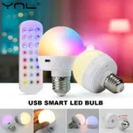 USB rechargeable smart LED bulb with remote control and RGB colors