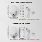 USB rechargeable smart LED bulb with remote control and RGB colors