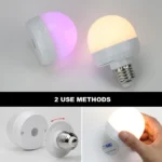 USB rechargeable smart LED bulb with remote control and RGB colors