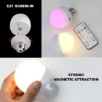 USB rechargeable smart LED bulb with remote control and RGB colors