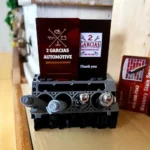 V8 engine block desk organizer with card and pen holder
