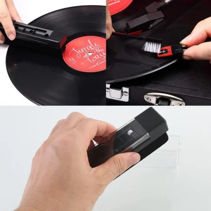 Vinyl record cleaning kit with carbon fiber brush and stylus cleaner