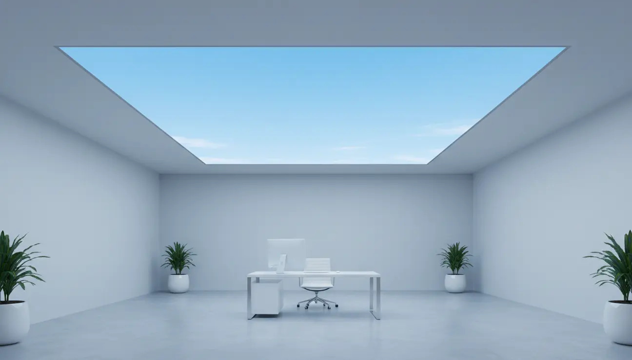 Smart LED panel simulating a blue sky window.