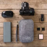 Water-resistant electronics travel organizer for cables and gadgets