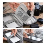 Water-resistant electronics travel organizer for cables and gadgets