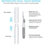 3-in-1 wireless earbud cleaning pen with brush, metal tip, and sponge