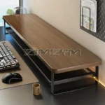 Wood and Metal Monitor Stand with Storage Shelf