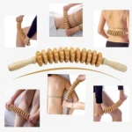 Natural wood therapy massage roller for deep tissue and muscle relief