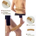 Natural wood therapy massage roller for deep tissue and muscle relief