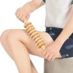 Natural wood therapy massage roller for deep tissue and muscle relief