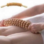 Natural wood therapy massage roller for deep tissue and muscle relief