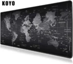 Monochromatic world map desk mat for gaming and office use