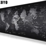 Monochromatic world map desk mat for gaming and office use