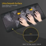 Monochromatic world map desk mat for gaming and office use