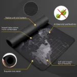Monochromatic world map desk mat for gaming and office use